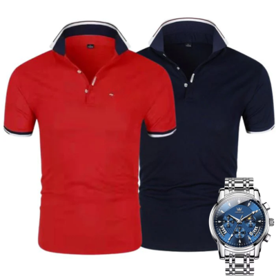 [2 pour 1] Pack Duo Polos Premiere + Montre Exclusive OFFERTE